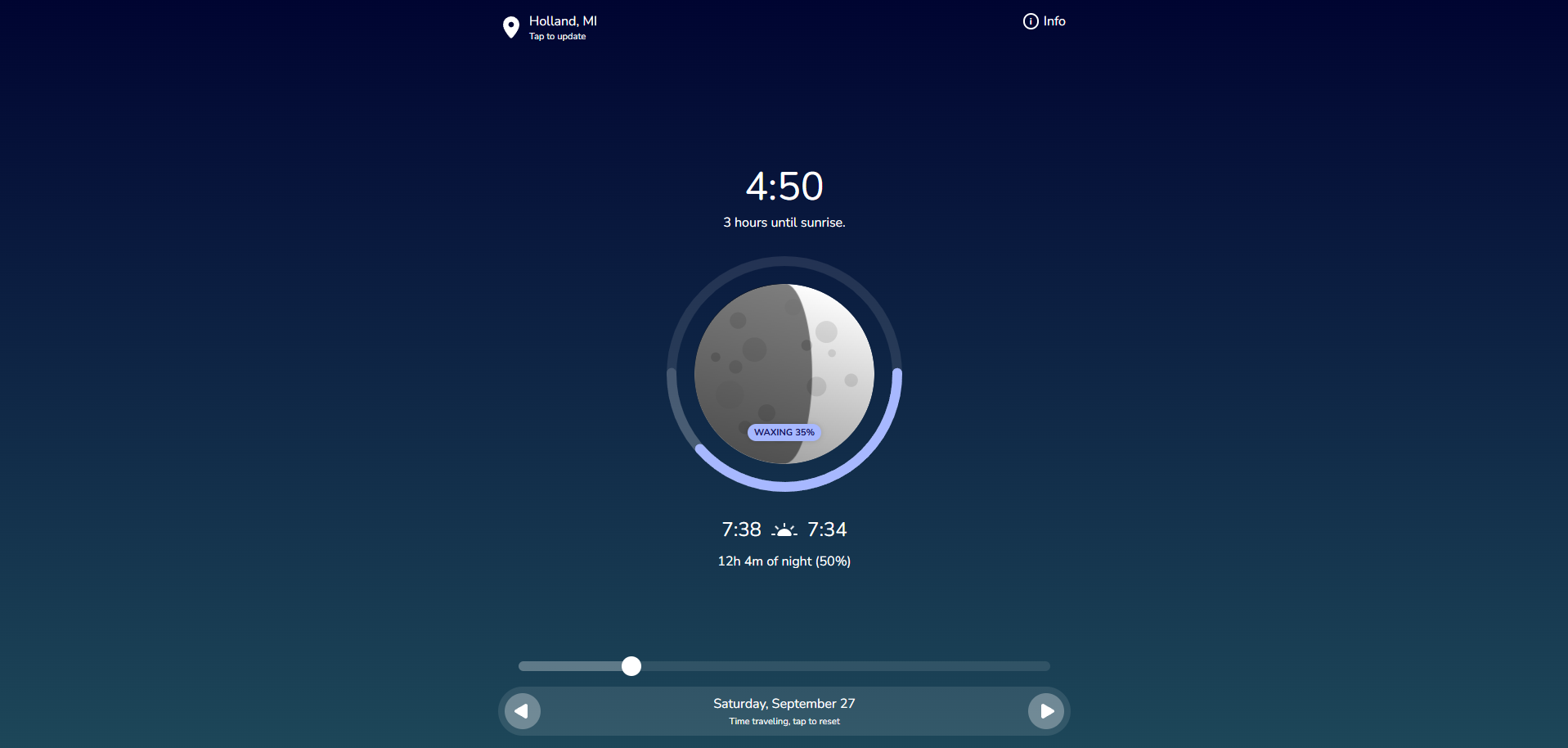 A screenshot of the Sky Tracker app